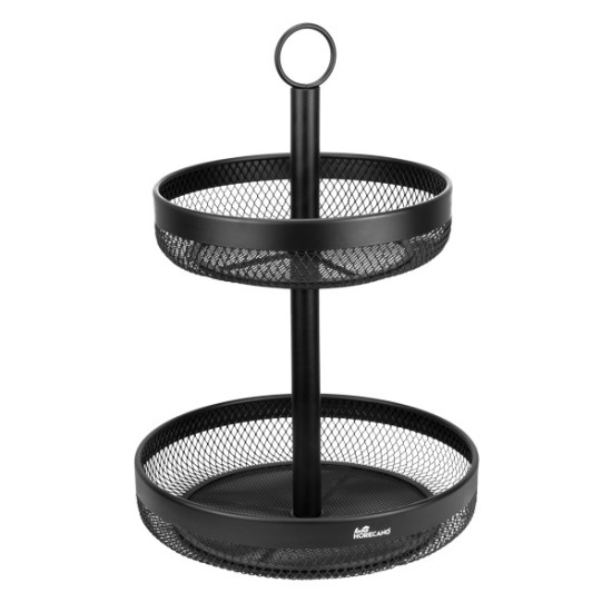 Метален щендер/дисплей на две нива кръгъл ф25/29Xh44см MATT BLACK HOME-(KM020A) – Horecano