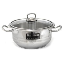 Иноксова тенджера със стъклен капак 22x12см 4л HR-PERFECT GASTRO-(4TTCKK0422007) - Hascevher