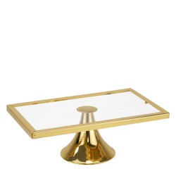 Стойка правоъгълна 20x30xh10см прозрачно/златисто WICKED GOLD-(HC-931223) (29B1111-1) (242995-1) - Horecano