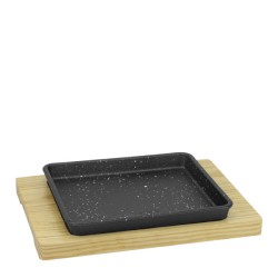 Чугунено плато с дървена подложка 19x17xh2,3см (HC-931308) (242925) - Horecano