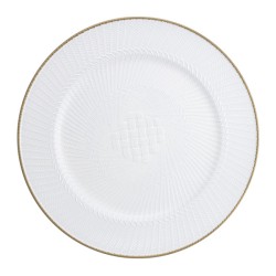 Подложна чиния оребрена със златен кант PVC ф33см WHITE (HC-931456) (243130) - Horecano