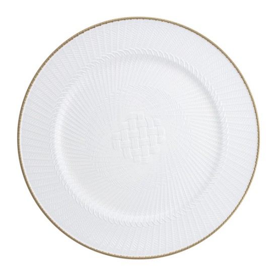 Подложна чиния оребрена със златен кант PVC ф33см WHITE (HC-931456) (243130) - Horecano