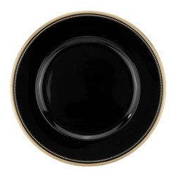 Подложна чиния със златен кант оребрена PVC ф33см BLACK (HC-931458) (243132) - Horecano