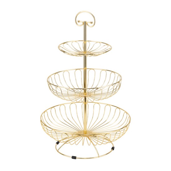 Фруктиера на три нива ф30/24/17xh46см кръгла GOLD CHARM-(HC-931548) - Horecano