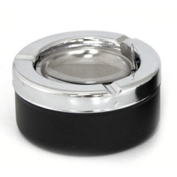 Пепелник ветроустойчив черен инокс/пластмаса ф9х4.5см CN-(BK-6008B) - Horecano