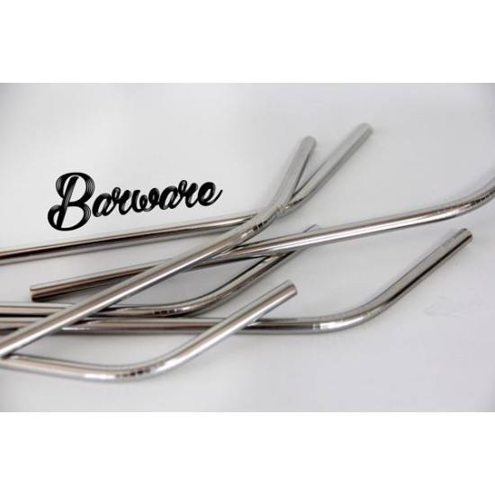 Метални сламки с наклон 6 бр. сребристи BARWARE-(HC-93909) 194568 - Horecano