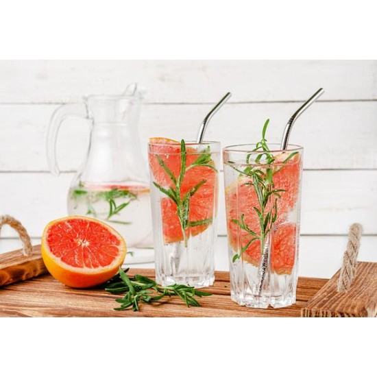 Метални сламки с наклон 6 бр. сребристи BARWARE-(HC-93909) 194568 - Horecano