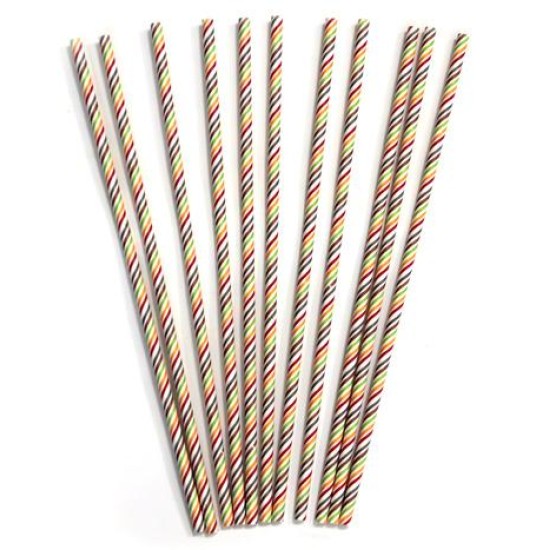 Хартиени сламки в опаковка 50 бр. ф0.6х26.5см шарени BARWARE-(HC-93983) - Horecano