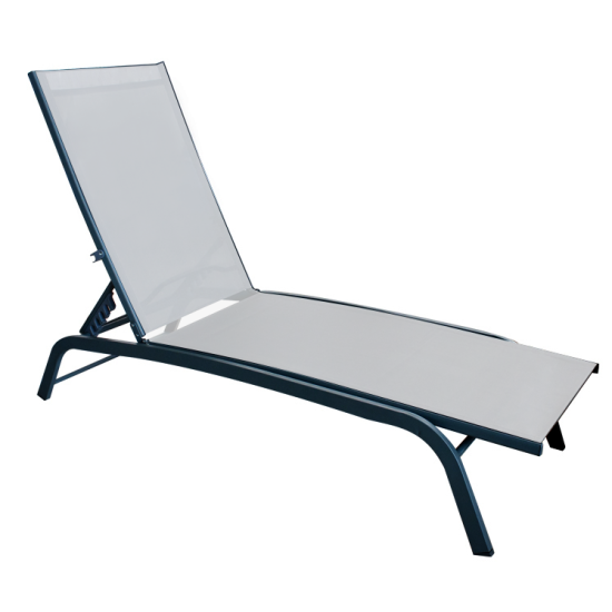 Метален 5-позиционен шезлонг БЯЛ текстилен и сива рамка 188x58x30cm (EL-L1016S-WHITE)