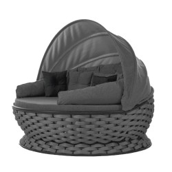 Кръгъл диван със сенник MIAMI антрацит OUTDOOR-(NT014-N1009) - Horecano