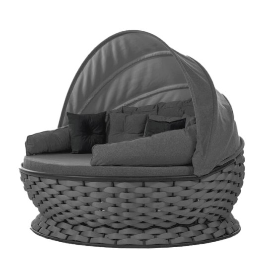 Кръгъл диван със сенник MIAMI антрацит OUTDOOR-(NT014-N1009) - Horecano