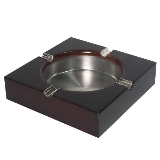 Дървен пепелник с метална основа 14x14x3,5см CN-(0700) - Horecano