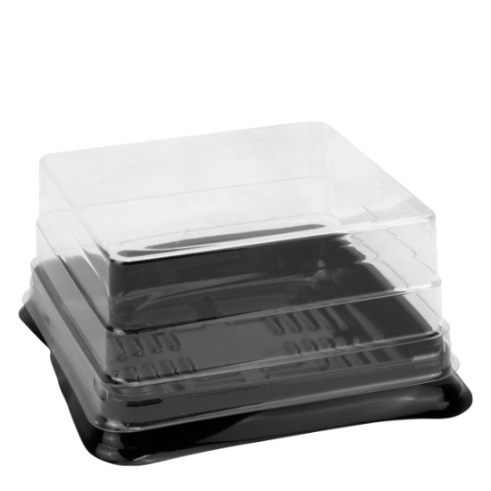 Пластмасова кутия за торта/паста за еднократна употреба 12x12xh5,5см BAKERY-(HC-981937) (232200) - Horecano