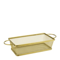 Метална кошничка за сервиране с дръжки 20,5x11,5xh6см златиста (HC-981979) - Horecano