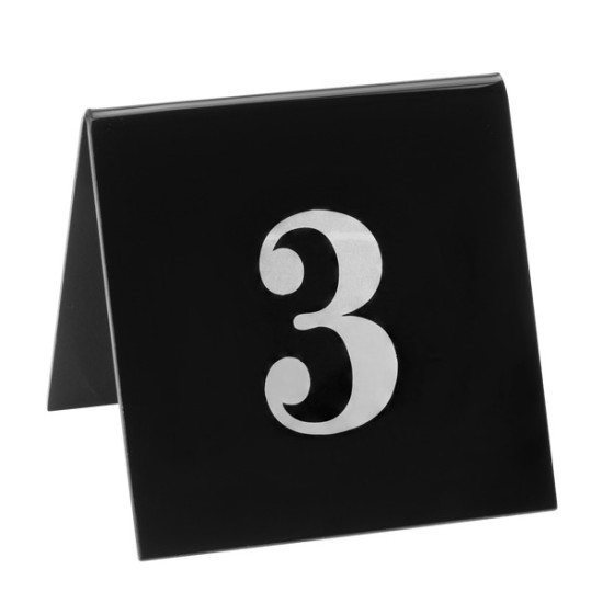 Акрилна табелка за маса №3 черна 7x7см (HC-982153) (253246-3) - Horecano