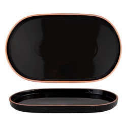 Порцеланово плато овално 36x21xh2,8см HELLA-BLACK-(HC-56435) - Horecano