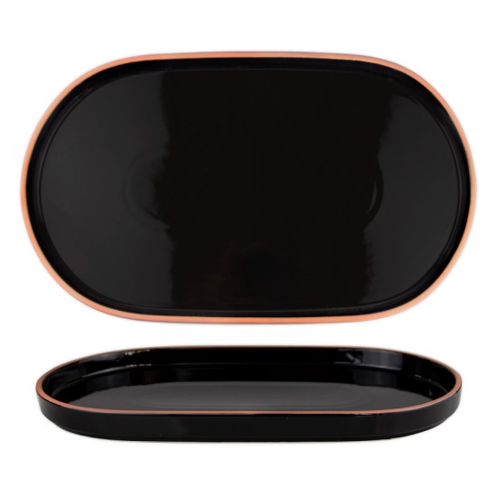 Порцеланово плато овално 36x21xh2,8см HELLA-BLACK-(HC-56435) - Horecano