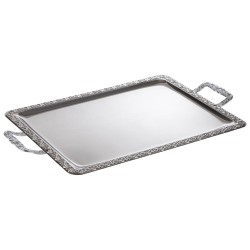 Иноксово плато/поднос с дръжки, 62х36xh3см, с декорация, стакабъл, SCHÖNER ESSEN – APS