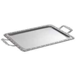 Иноксово плато/поднос с дръжки, 54х31xh3см, с декорация, стакабъл, SCHÖNER ESSEN - APS