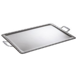 Иноксово плато/поднос с дръжки, 75х44,5xh3см, с декорация, стакабъл, SCHÖNER ESSEN – APS