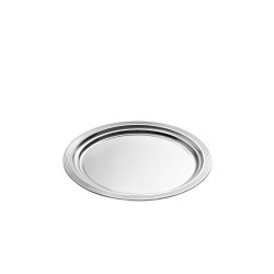 Поднос, метал/хром, ф35см, h1,5см, кръгъл, с декорация, стакабъл, CLASSIC – APS