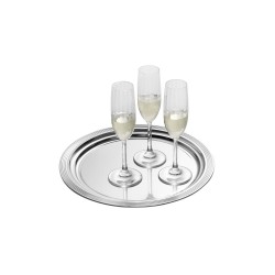 Поднос, метал/хром, ф35см, h1,5см, кръгъл, с декорация, стакабъл, CLASSIC – APS
