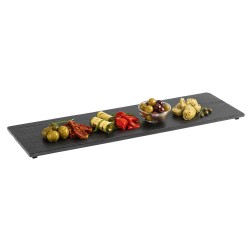 Каменно плато за сервиране с неплъзгащи се крачета, GN 2/4, 53x16,2см, правоъгълно, черно, стакабъл, VALO – APS