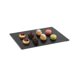 Каменно плато за сервиране с неплъзгащи се крачета, GN 1/2, 32,5x26,5см, правоъгълно, черно, стакабъл, VALO – APS
