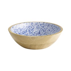 Дървена купа, ф24см, h17,5см, 1,1л, бяло/синьо, стакабъл, MANGO – APS