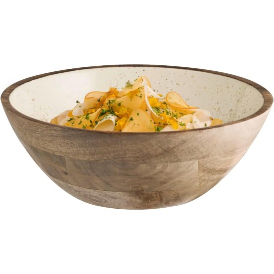 Дървена купа, ф30см, h10,5см, 3л, кафяво/бежаво, стакабъл, MANGO – APS