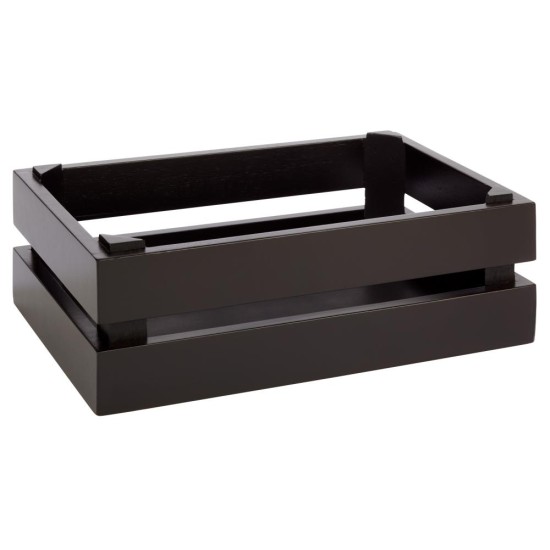 Дървена касетка, правоъгълна, GN 1/4, 29x18,5xh10,5см, черна, стакабъл, SUPERBOX – APS