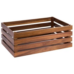 Дървена касетка, правоъгълна, GN 1/1, 55,5x35xh20см, кафява, стакабъл, SUPERBOX – APS