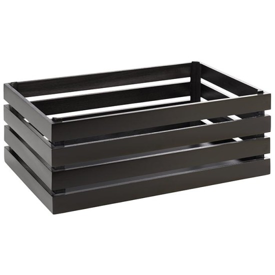 Дървена касетка, правоъгълна, GN 1/1, 55,5x35xh20см, черна, стакабъл, SUPERBOX – APS