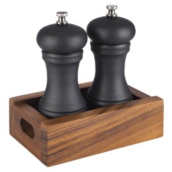 Дървена кутия / поставка за солници / мелнички за маса, 15x9,5xh5см, стакабъл, TABLE – APS