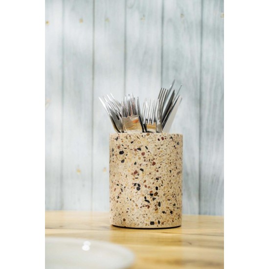 Поставка за прибори, бетон, кръгла, ф11см, h13,5см, TERRAZZO – APS