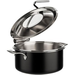 Иноксово Бен Мари / тенджера с капак със стъклен отвор и държач, ф30,5см, h17,5см, 4л, черно, ORBIT – APS