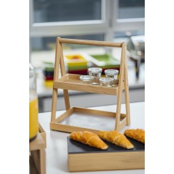 Дървена стойка / щендер на 2 нива за бюфет, правоъгълна, 35x26,5xh44,5см, GN 2/4, кафява, VALO – APS