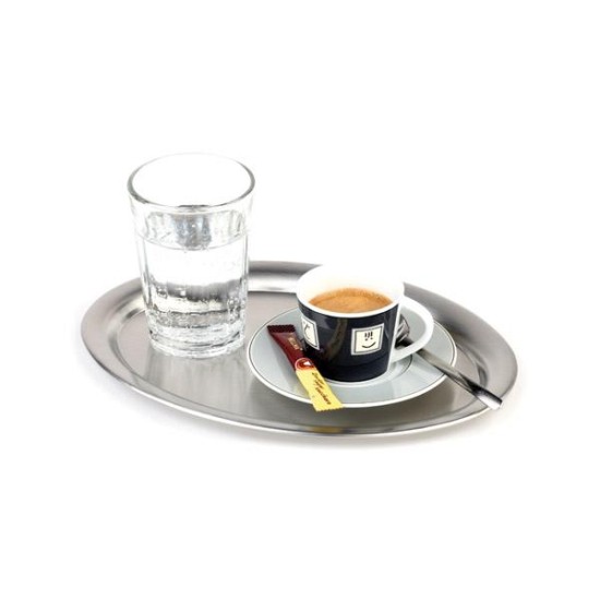 Иноксов поднос, овал, 26,5х19,5хh0,5см, мат, стакабъл, KAFFEEHAUS – APS