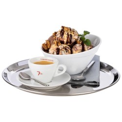 Иноксов поднос / плато / табла, кръгъл, ф27см, h1,5см, стакъбъл, KAFFEEHAUS – APS