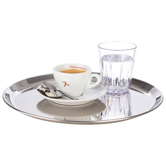 Иноксов поднос / плато / табла, кръгъл, ф27см, h1,5см, стакъбъл, KAFFEEHAUS – APS