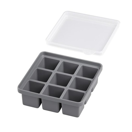 Комплект от 2 силиконови форми за лед (2 x 9 кубчета), 15,5x15,5xh5,5см, сиво, стакабъл – APS