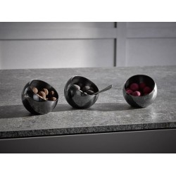 Комплект от 3 иноксови купи, 18/8, кръгли, скосени, ф8см, h7см, 100мл, черни, „SPHERE“ – APS