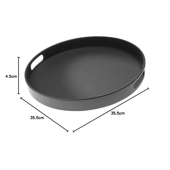 Меламинова табла за сервиране с неплъзгащо покритие, ф35,5см, h4,5см, кръгла, черна, стакабъл, NON SLIP, BISTRO – APS