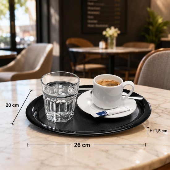 Меламинов поднос, 26х20хh1,5см , овален, черен, стакабъл, KAFFEEHAUS – APS