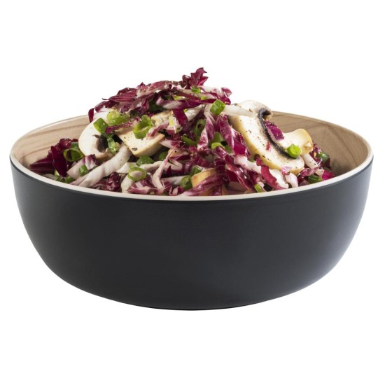 Меламинова купа, кръгла, ф21,5см, h7,5см, 1,8л, черно/имитаниця на дърво, стакабъл, FRIDA – APS