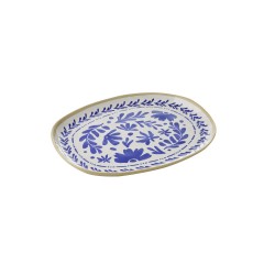 Меламиново плато, овално, GN 1/2, 32,5x26,5xh2,5см, бяло/бежаво/синьо, стакабъл, FLORYN – APS
