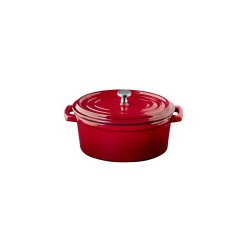 Чугунена мини тенджера с капак и емайлирано покритие, овална, 14,5x11,5см, h6,5/9см, 450мл, червена, 5 STARS – APS