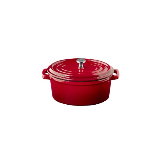 Чугунена мини тенджера с капак и емайлирано покритие, овална, 14,5x11,5см, h6,5/9см, 450мл, червена, 5 STARS – APS