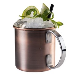 Иноксова чаша за коктейли с дръжка, ф9см, h9см, 450мл, copper, „MOSCOW MULE“ – APS