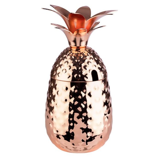 Иноксова чаша за коктейли с капак / поставка, ф9см, h19см, 500мл, copper, „PINEAPPLE“ - APS